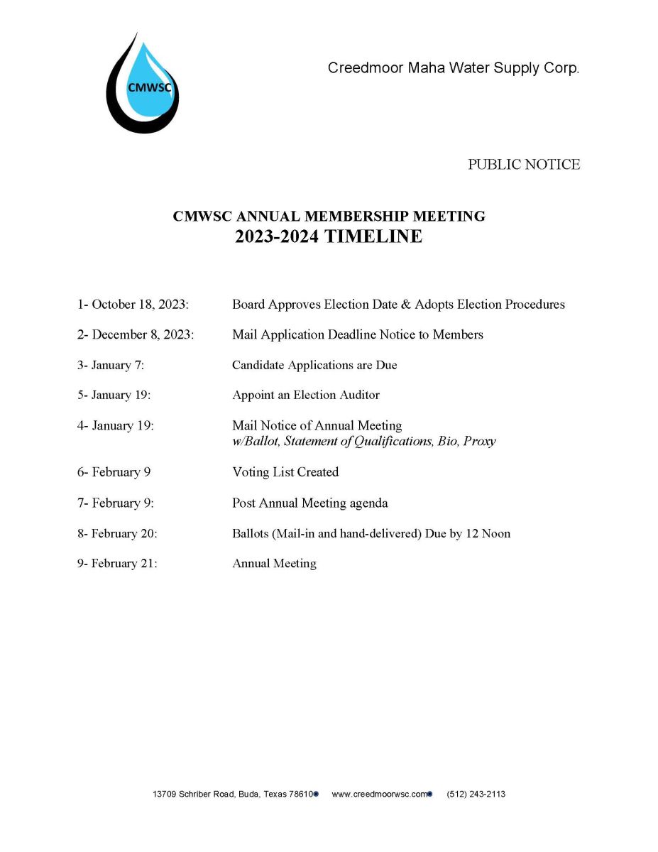 2024 Annual Meeting and Election Timeline