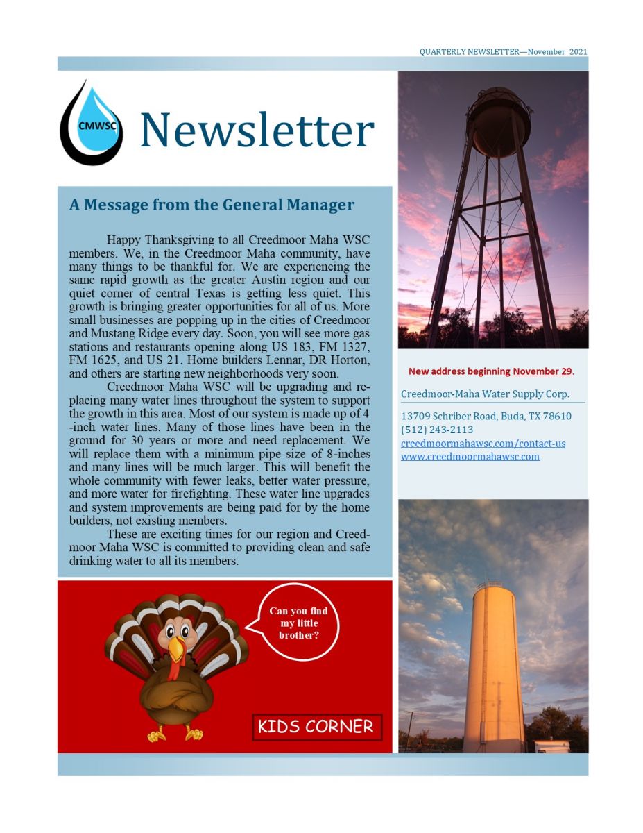 November 2021 Quarterly Newsletter - First Edition